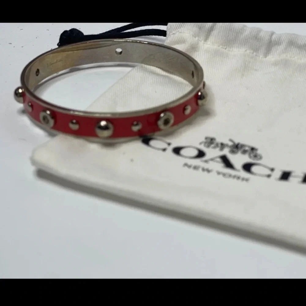 COACH Vintage Y2K Coral Studded Metal Bangle Bracelet